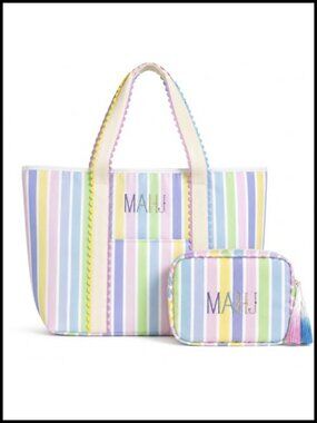 Mahjong Tote Bag with Embroidery, 2-Piece Carrying Case with Large Tile Bag &